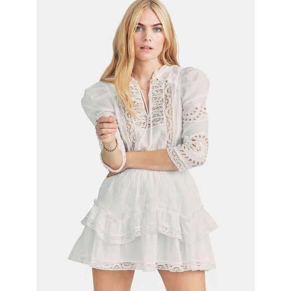 LoveShackFancy Dresses & Skirts - LoveShackFancy White Eyelet Lace Mini Dress